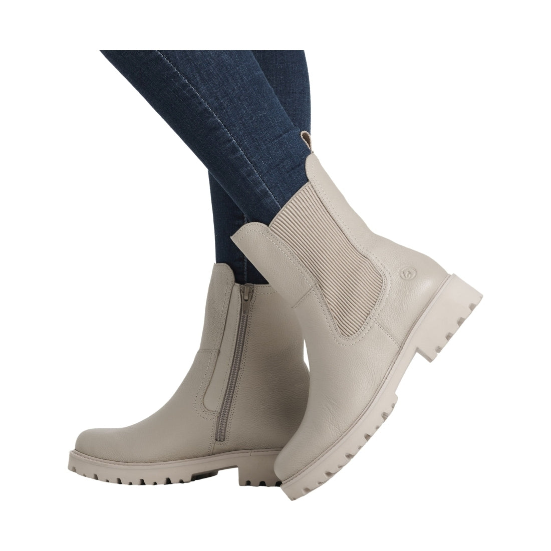 beige casual closed ladies mid height boots