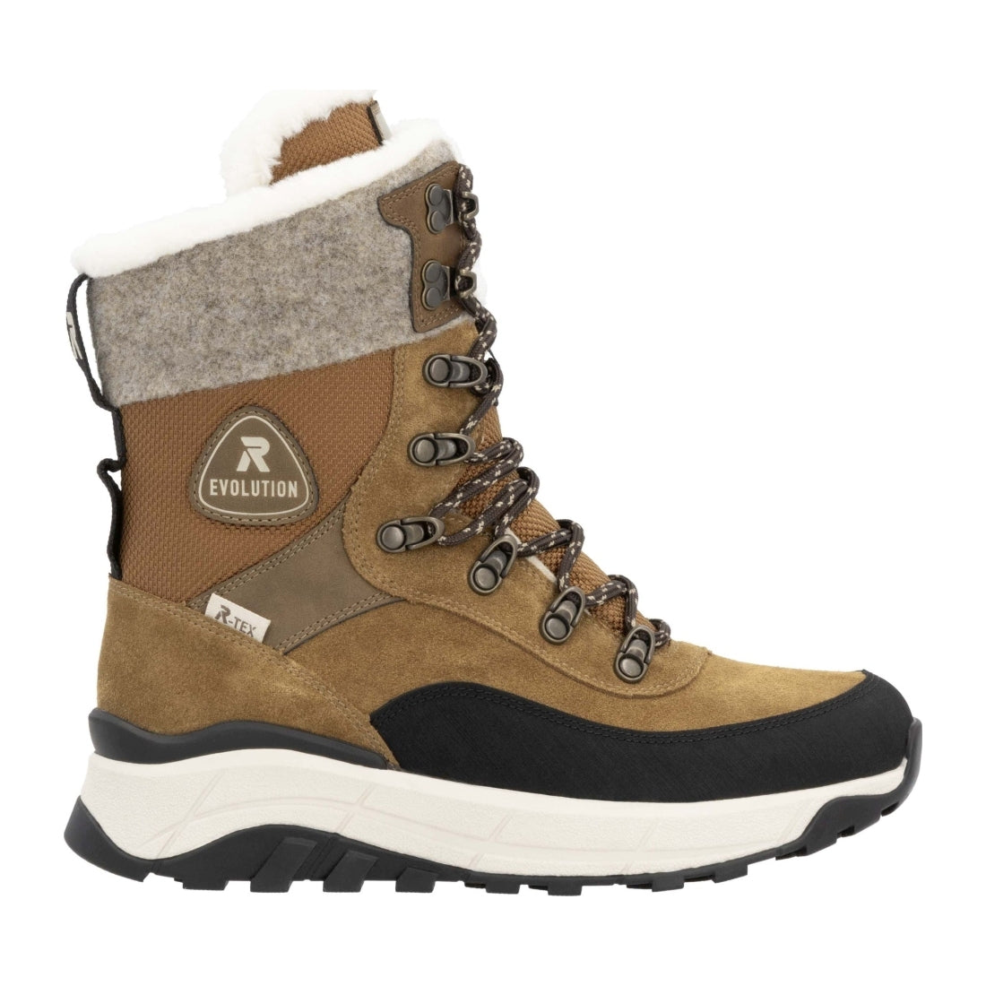 brown combination casual closed ladies mid height boots