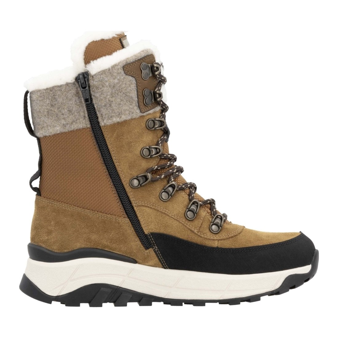 brown combination casual closed ladies mid height boots