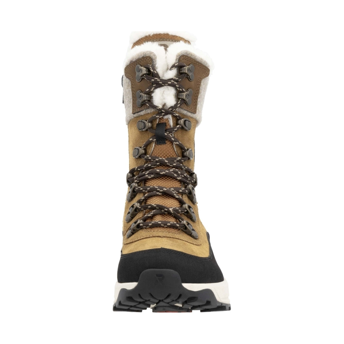 brown combination casual closed ladies mid height boots