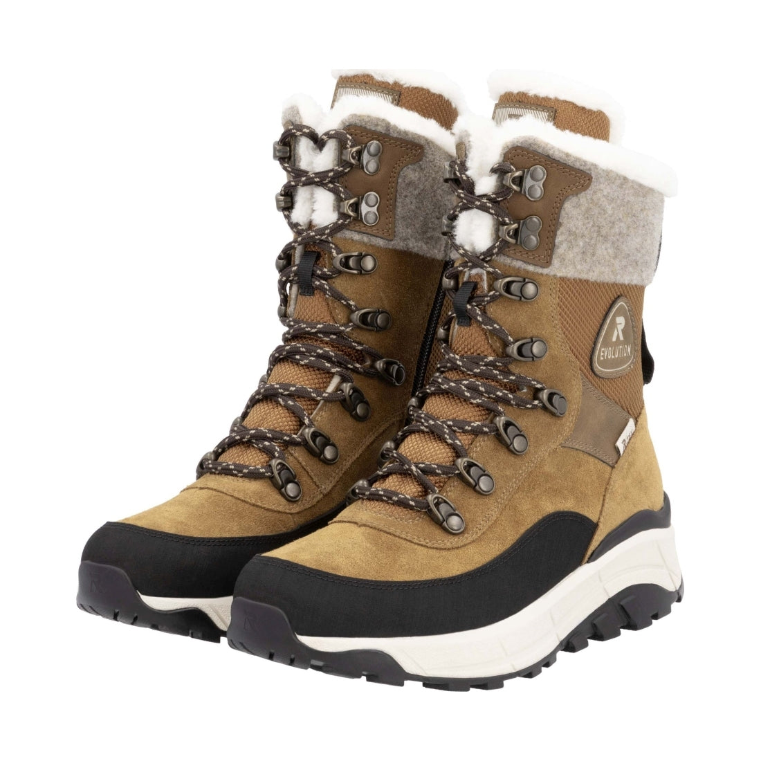 brown combination casual closed ladies mid height boots