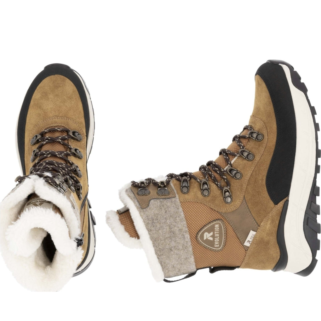 brown combination casual closed ladies mid height boots