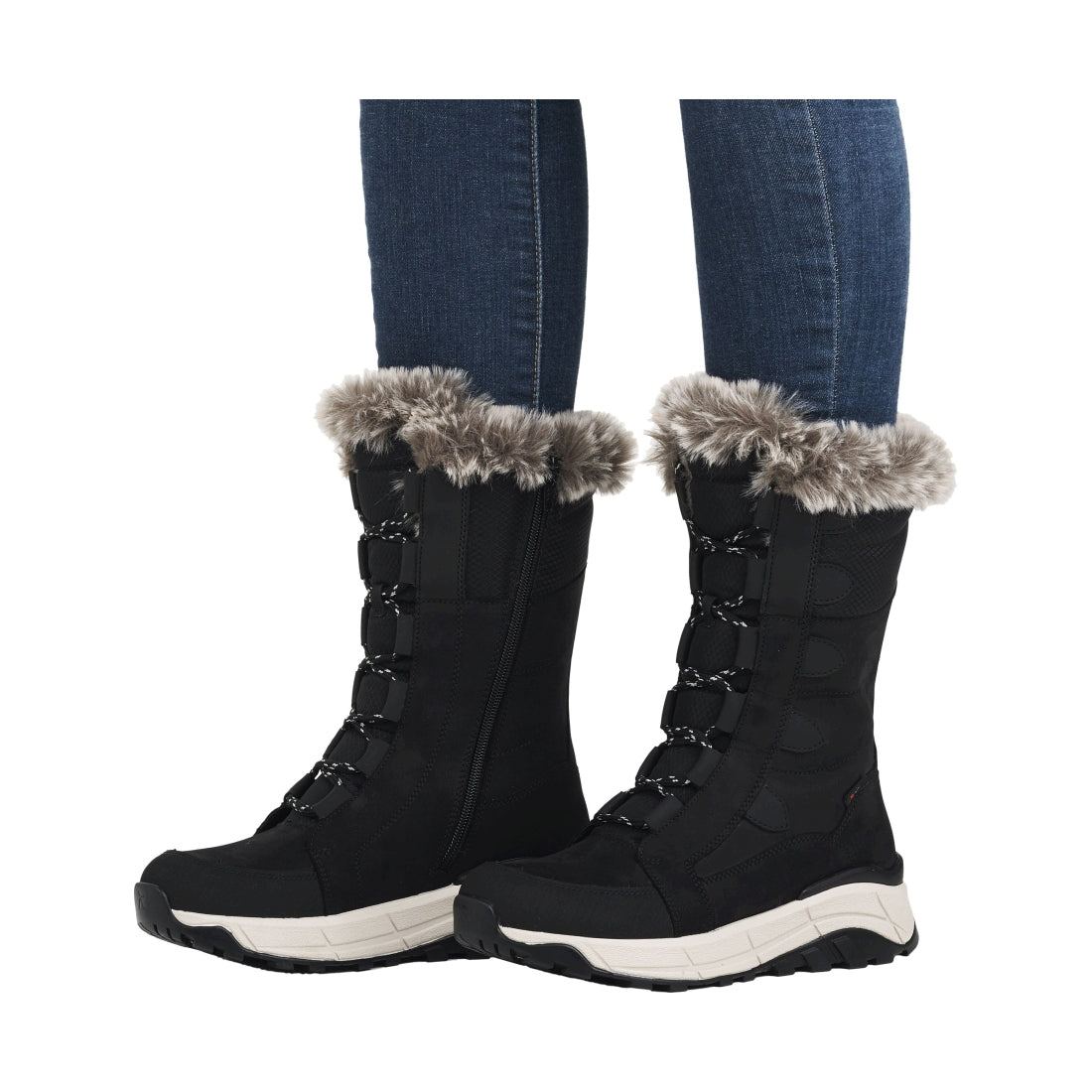 black casual closed ladies mid height boots