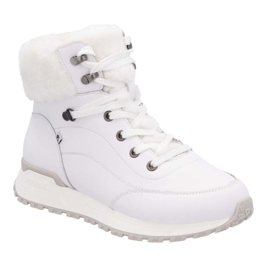 white casual closed ladies mid height boots