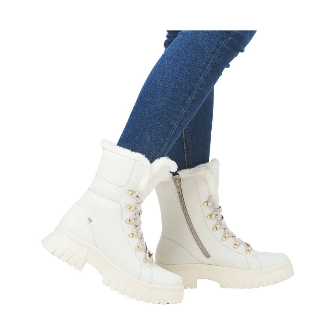 white casual closed ladies mid height boots