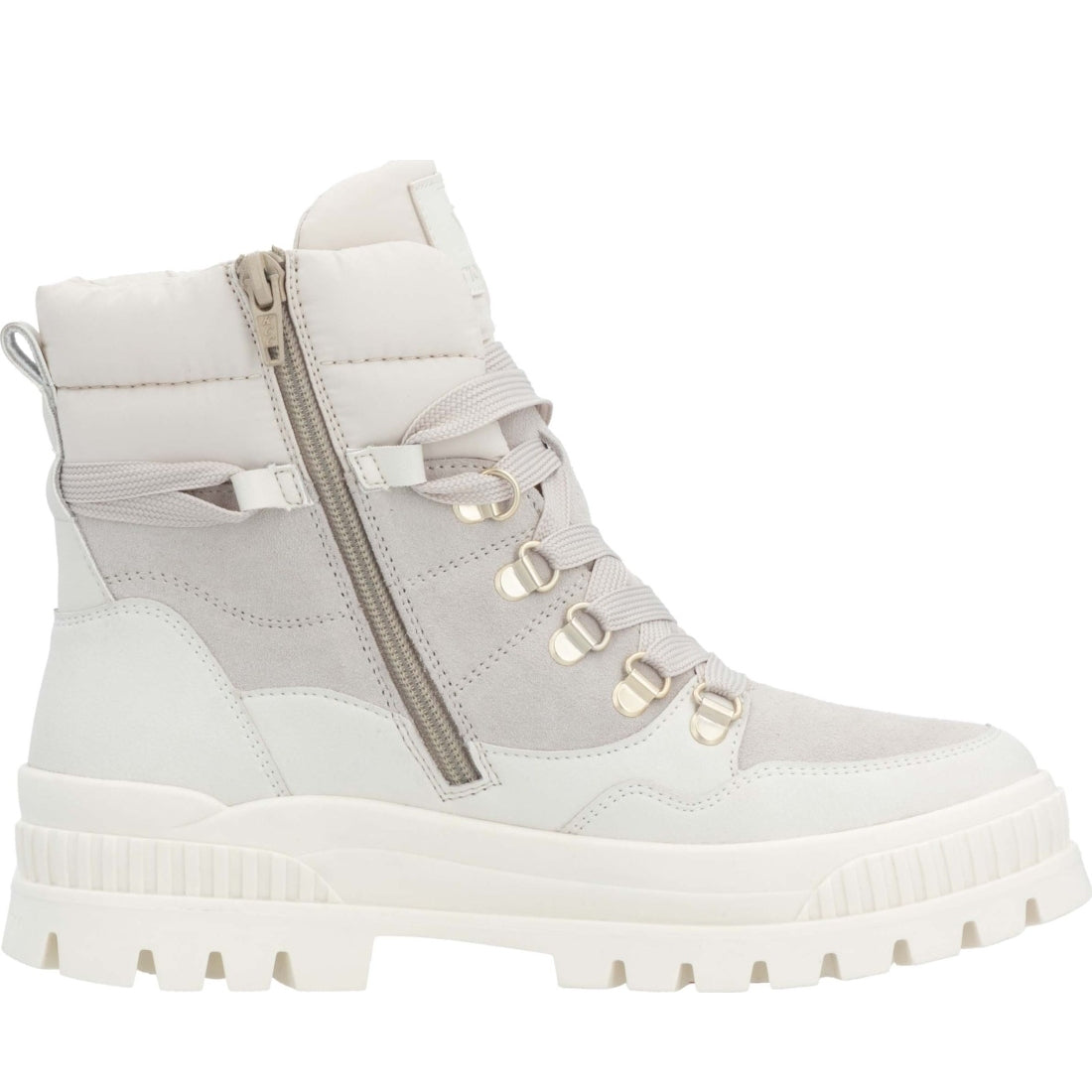 white casual closed ladies mid height boots