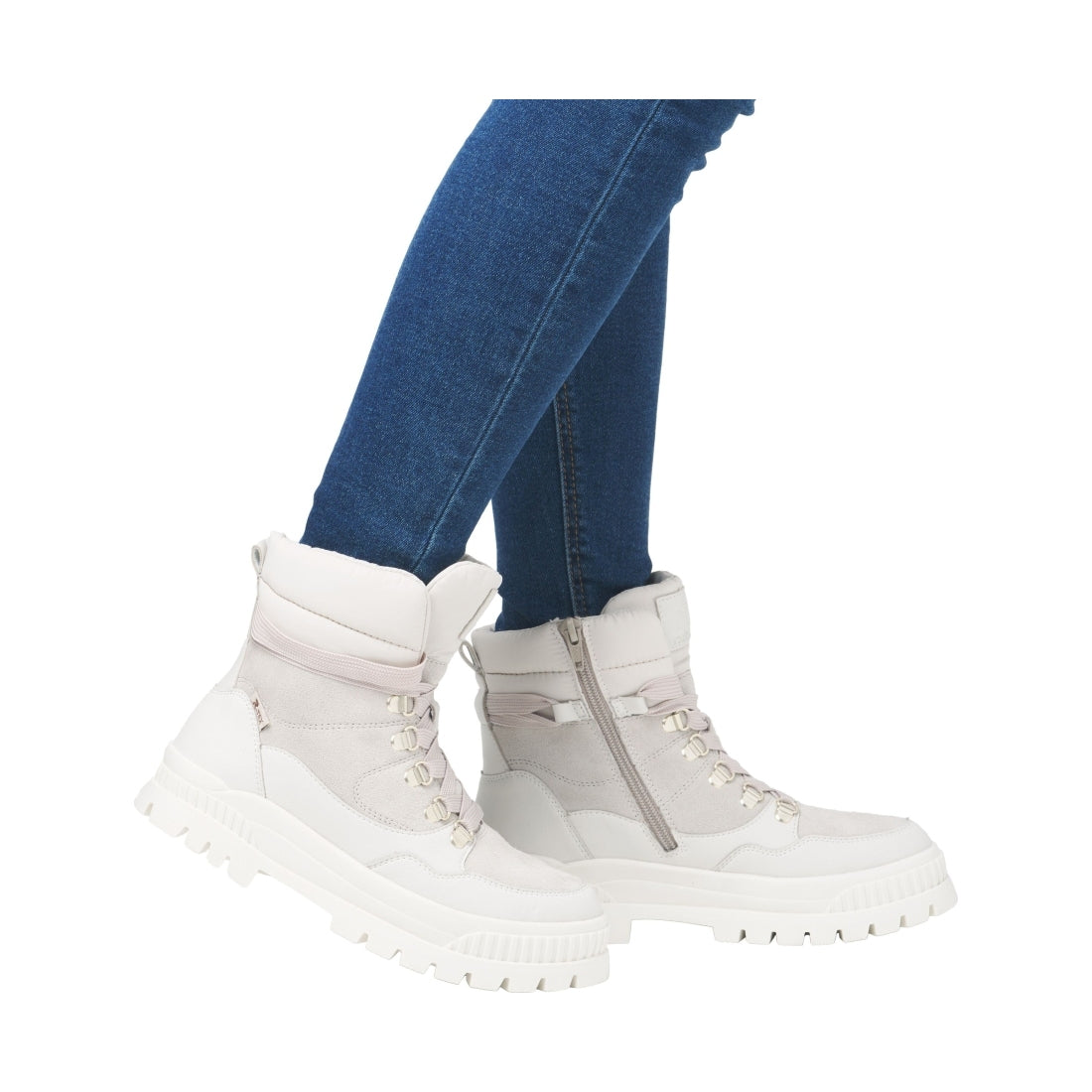 white casual closed ladies mid height boots