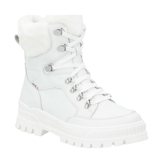 white casual closed ladies mid height boots