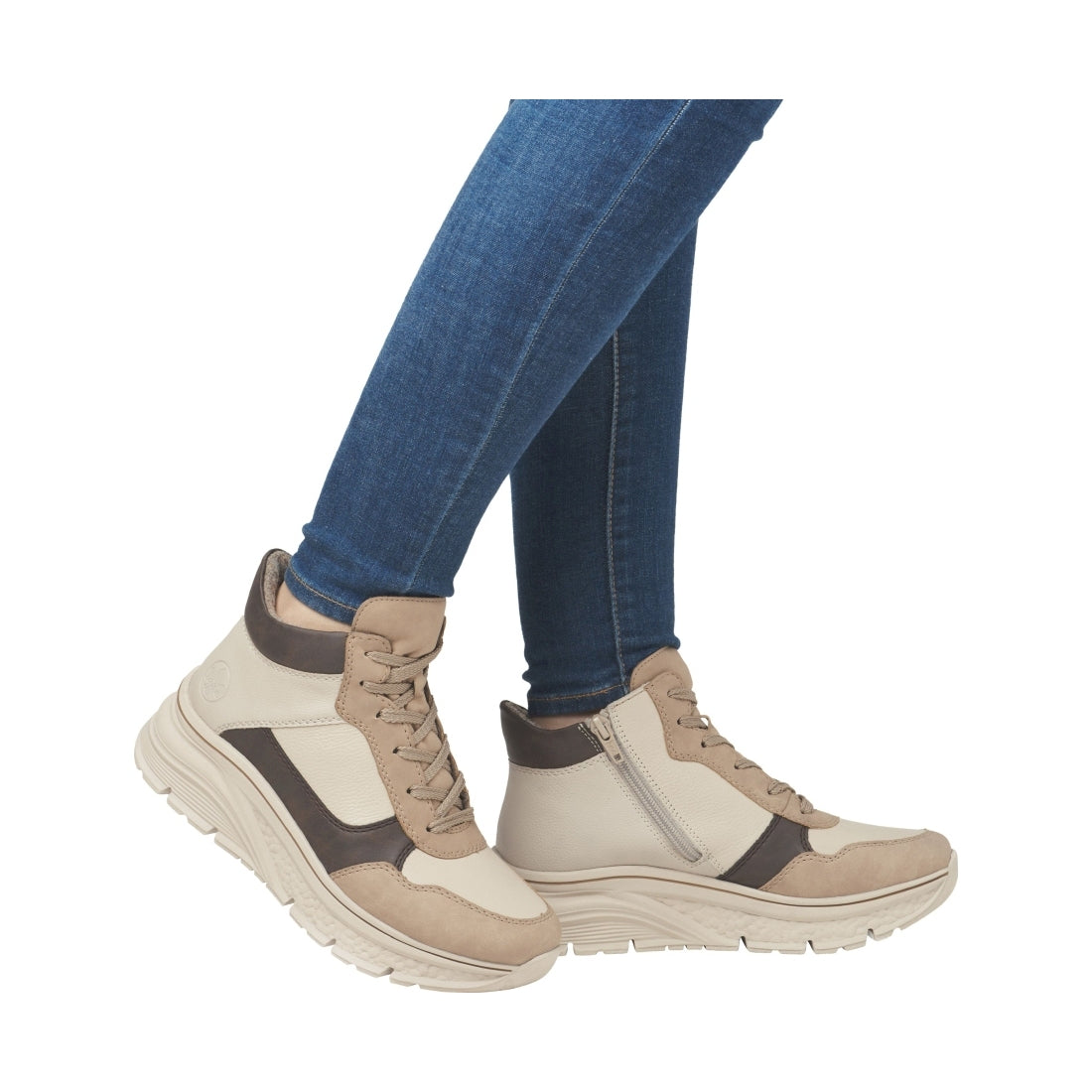 beige casual closed ladies mid height boots