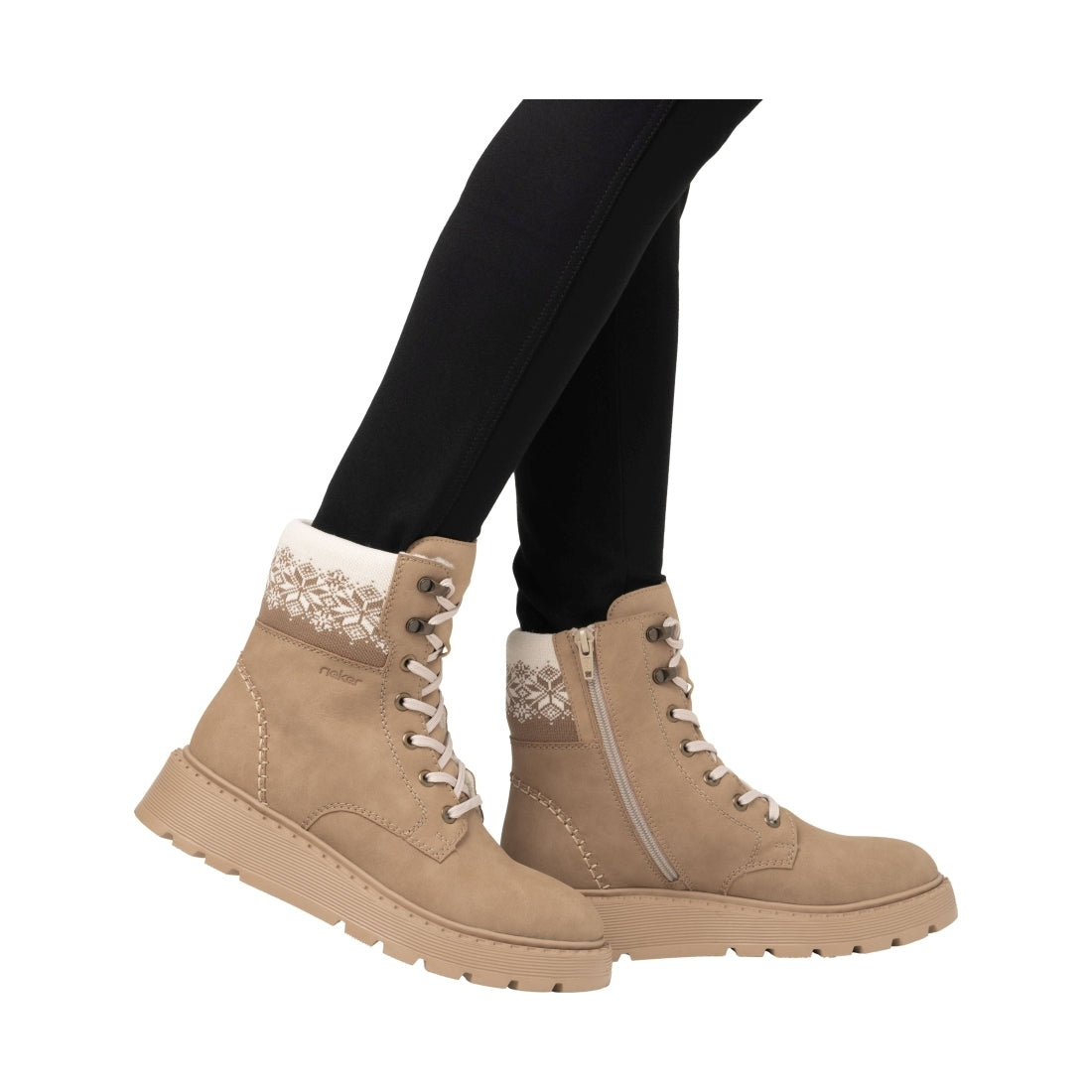 beige casual closed ladies mid height boots