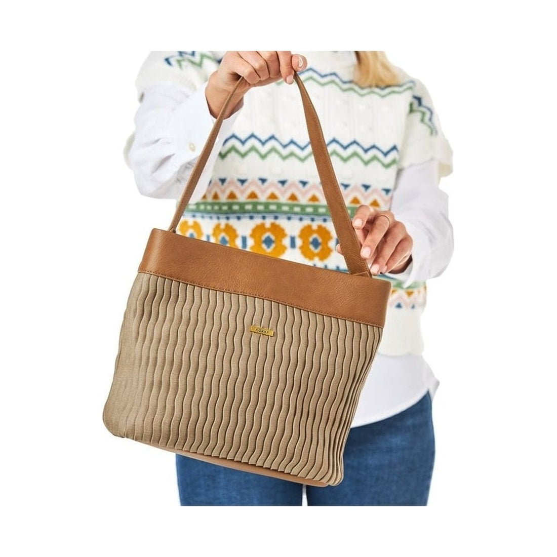 beige casual tote bag