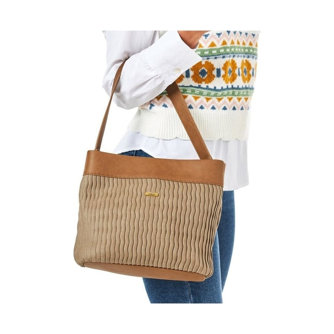 beige casual tote bag