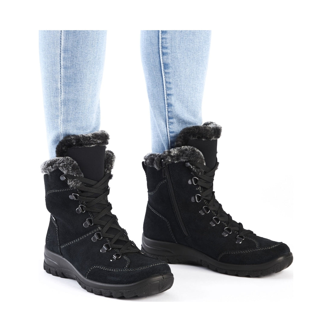 black casual closed ladies mid height boots