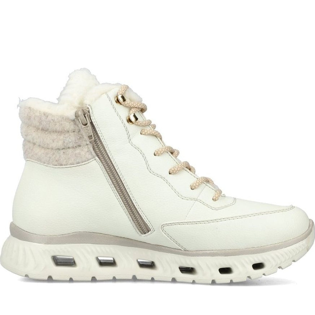 white casual closed ladies mid height boots