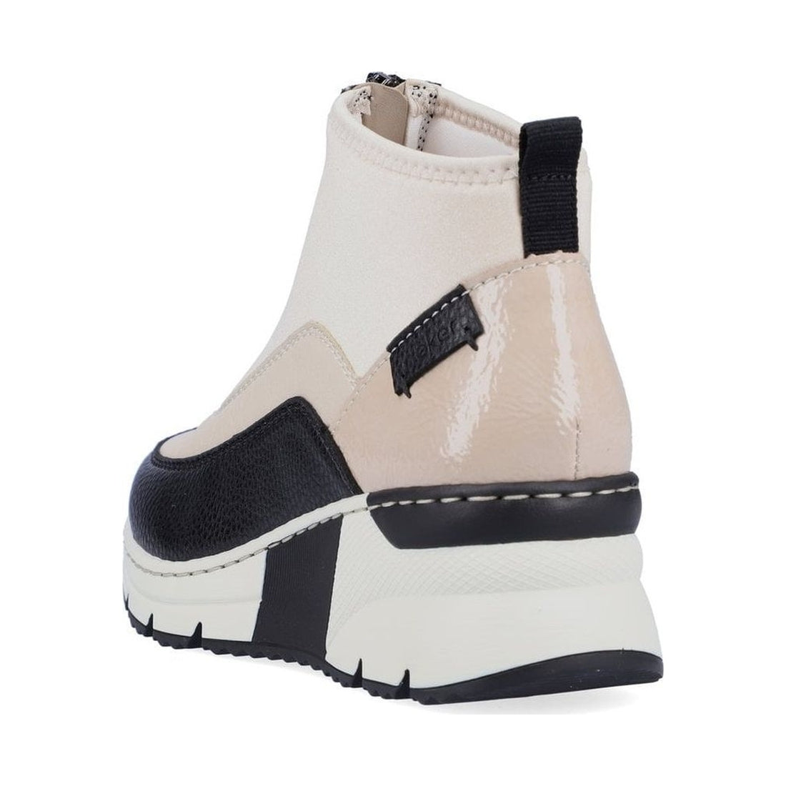 beige combination casual closed ladies short boots