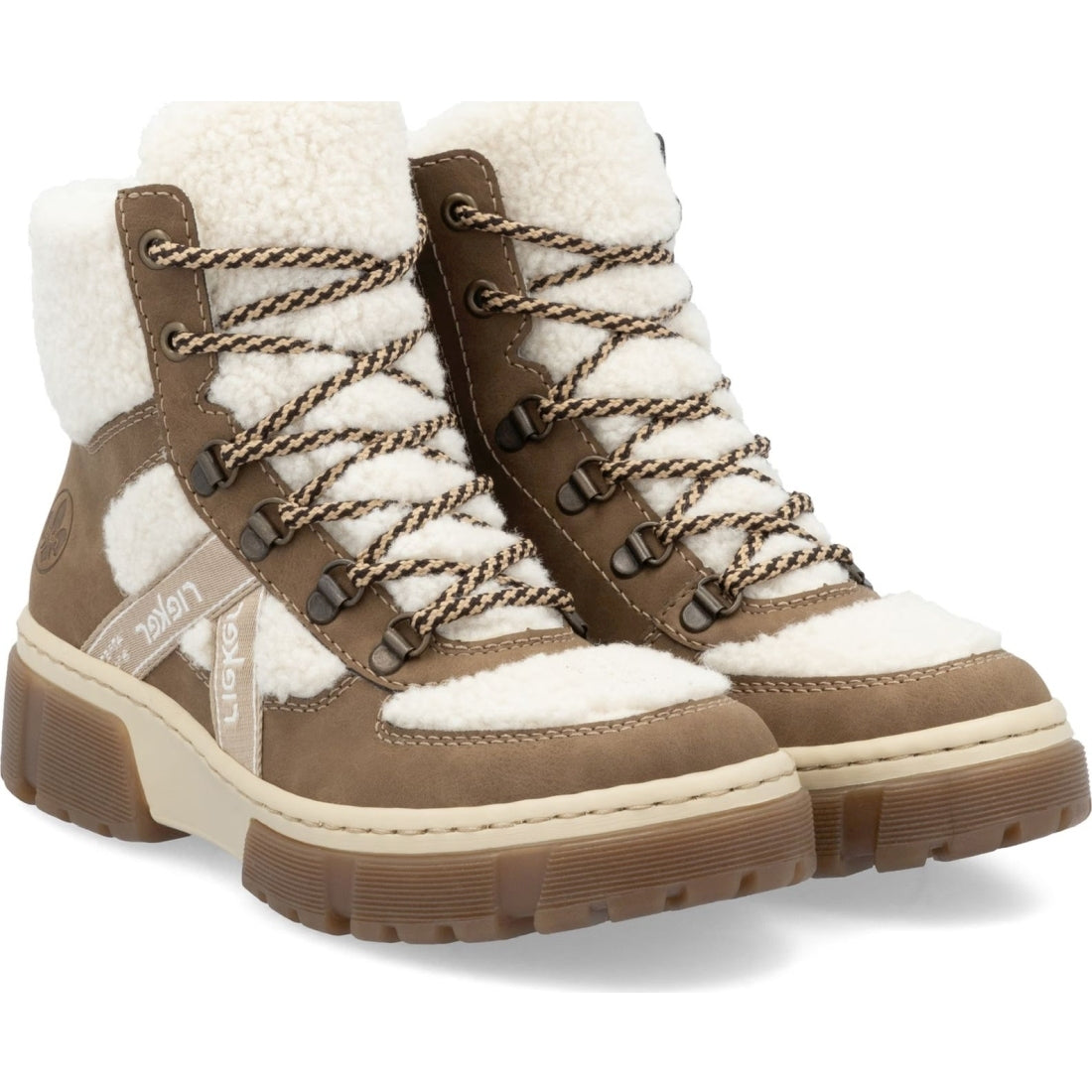 beige combination casual closed ladies mid height boots