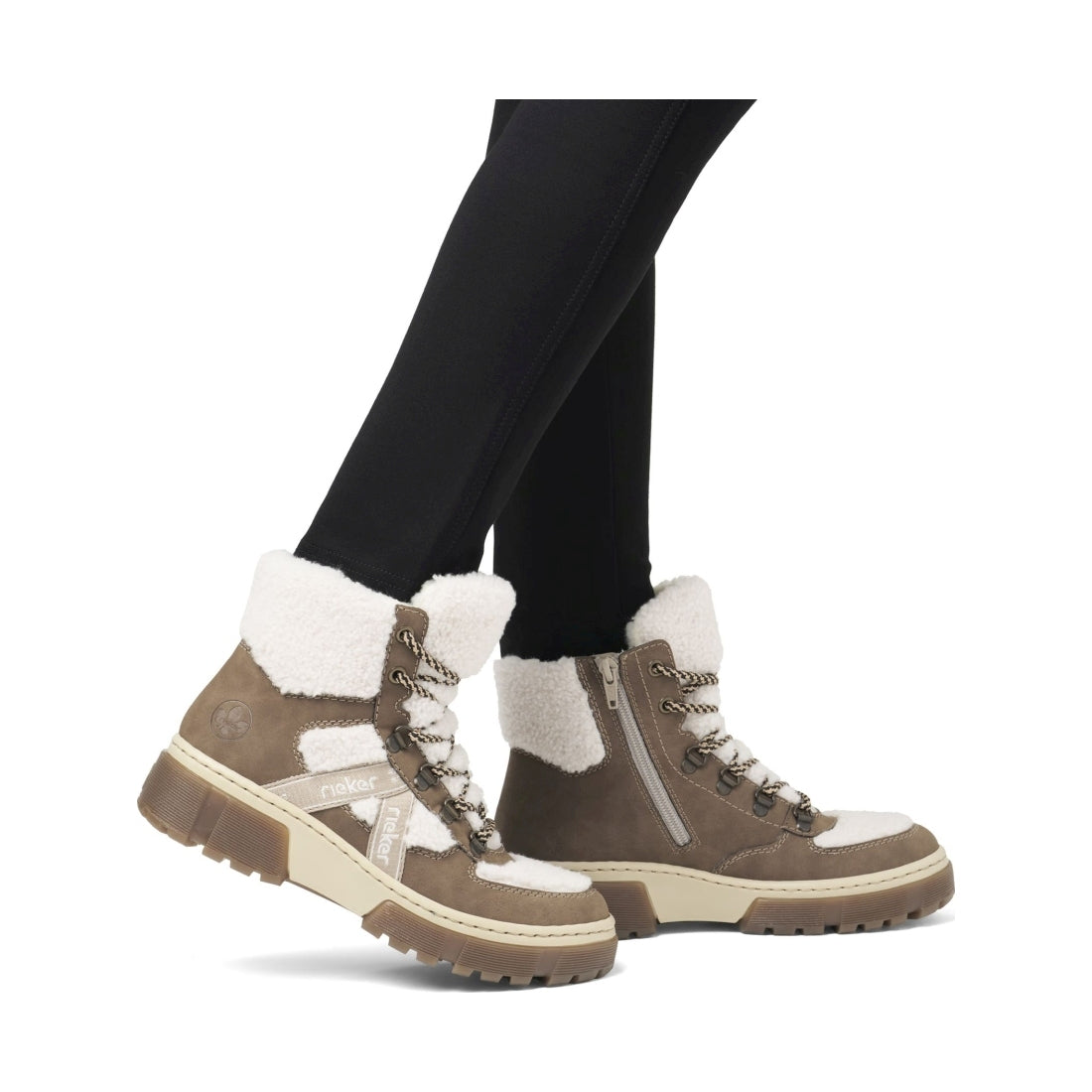 beige combination casual closed ladies mid height boots