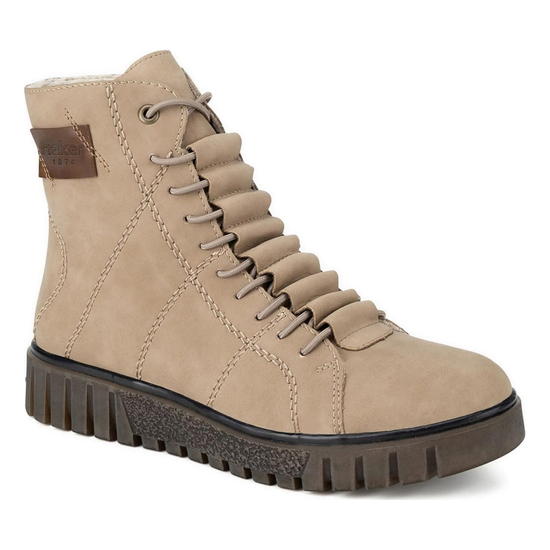 beige casual closed ladies mid height boots