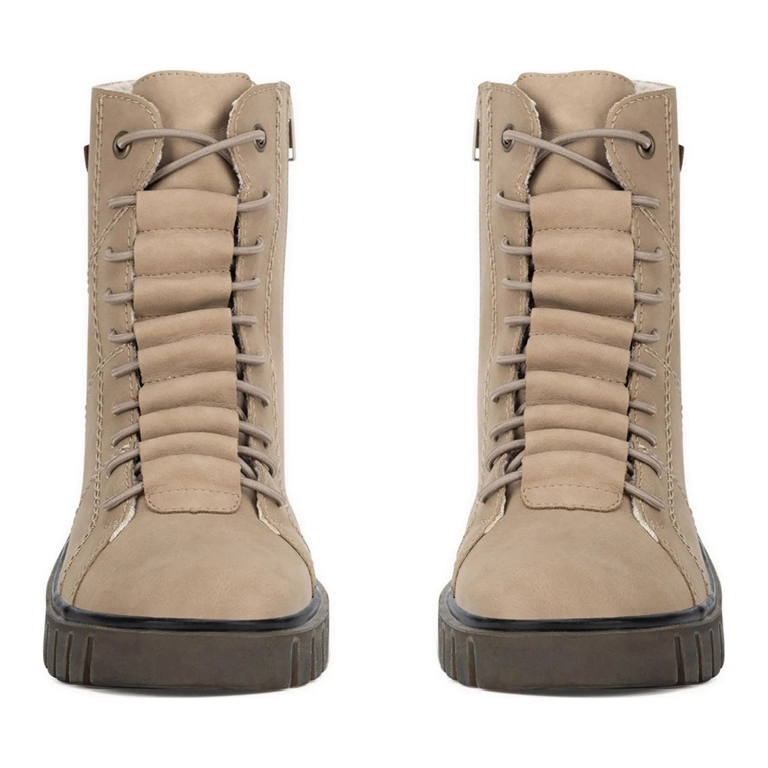 beige casual closed ladies mid height boots