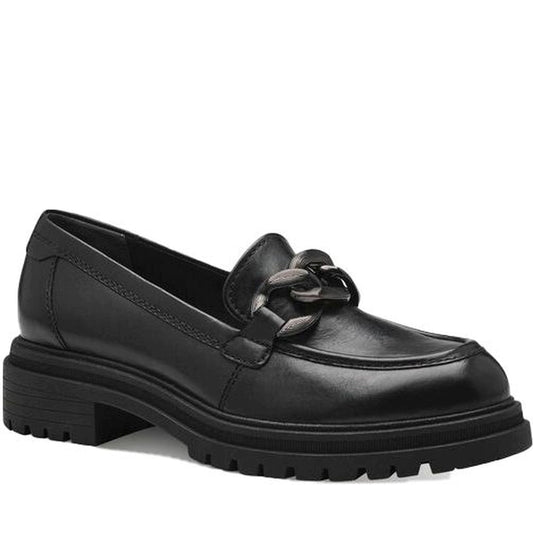 black leather casual closed loafers