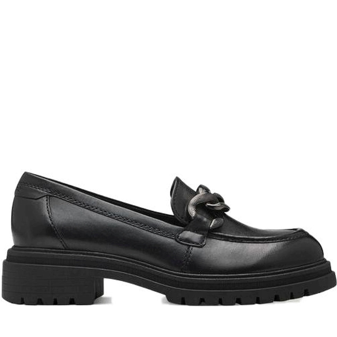 black leather casual closed loafers
