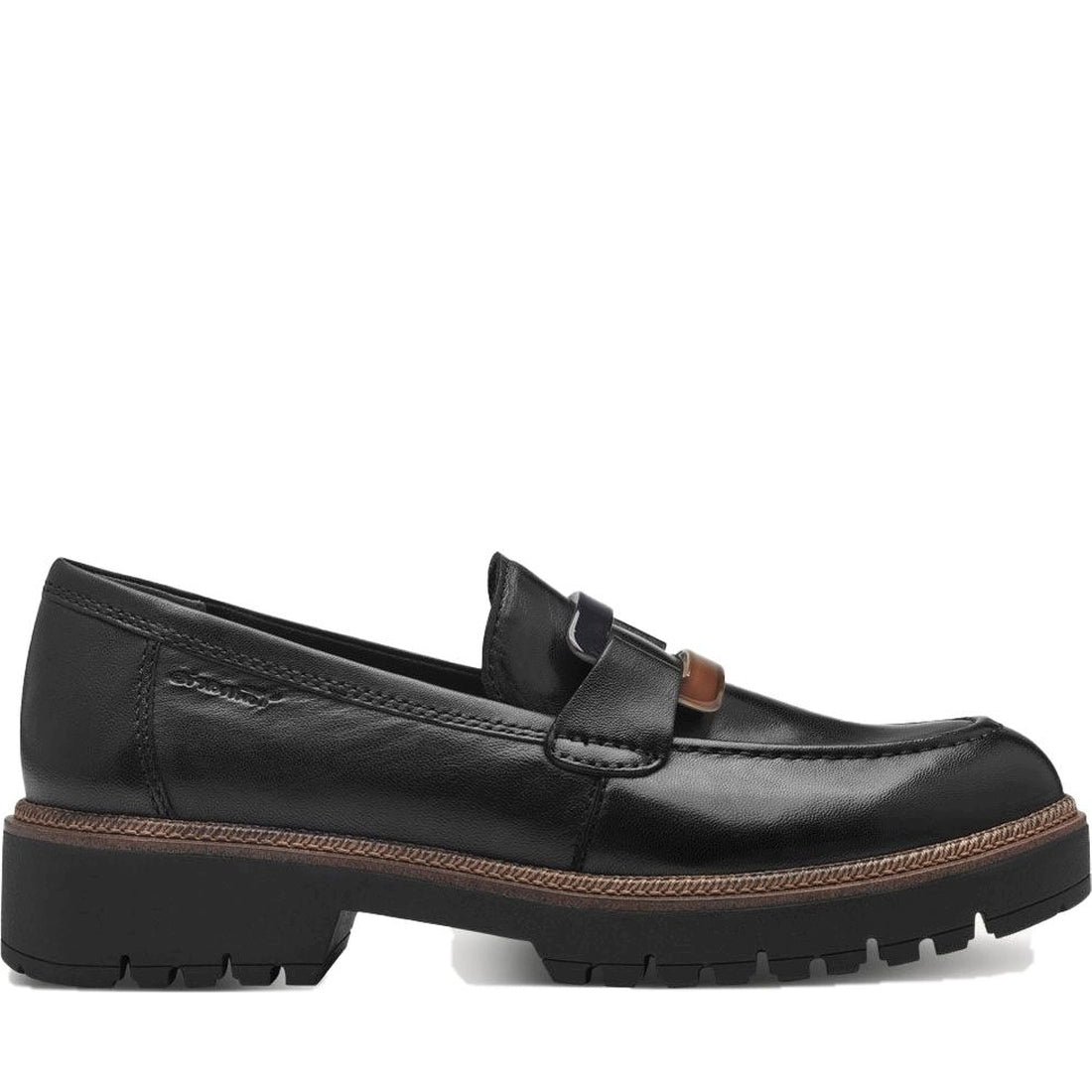 black leather casual closed loafers