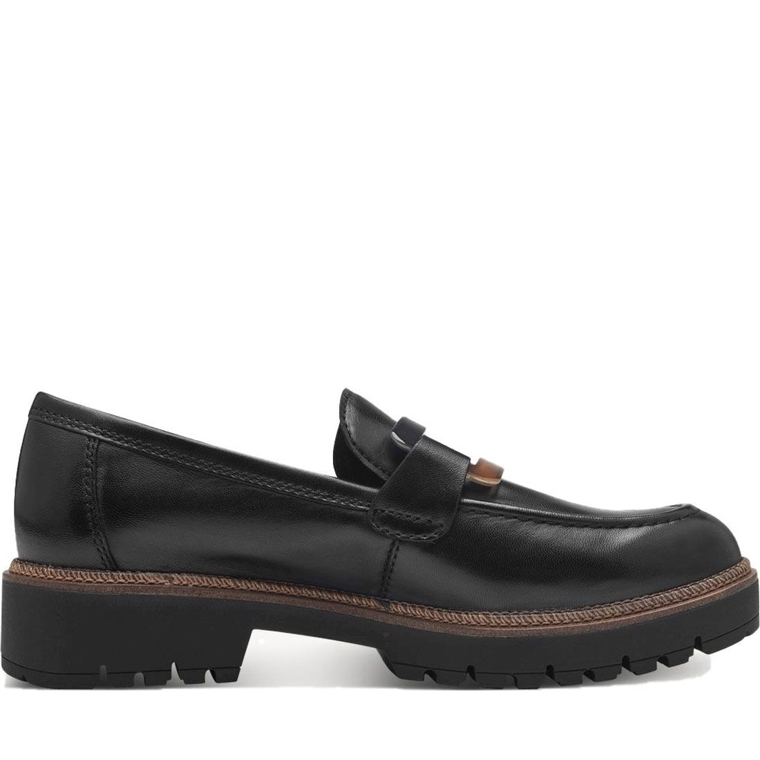 black leather casual closed loafers