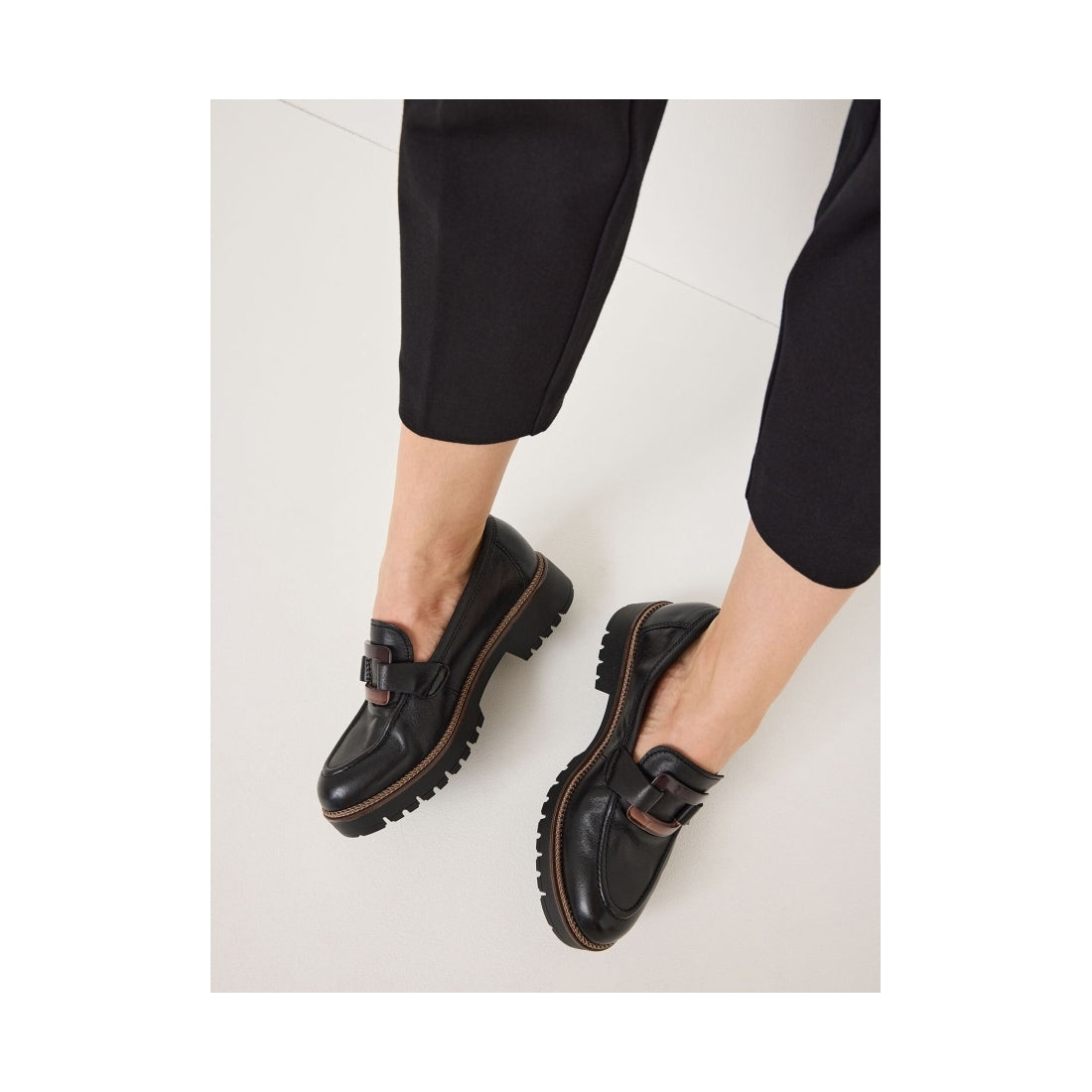 black leather casual closed loafers