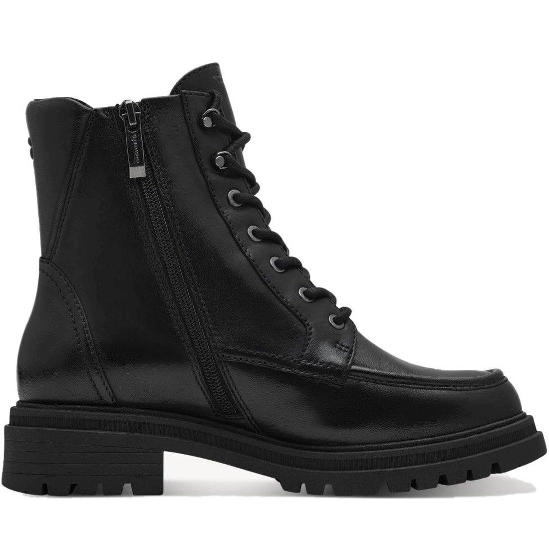 lace boot black leather