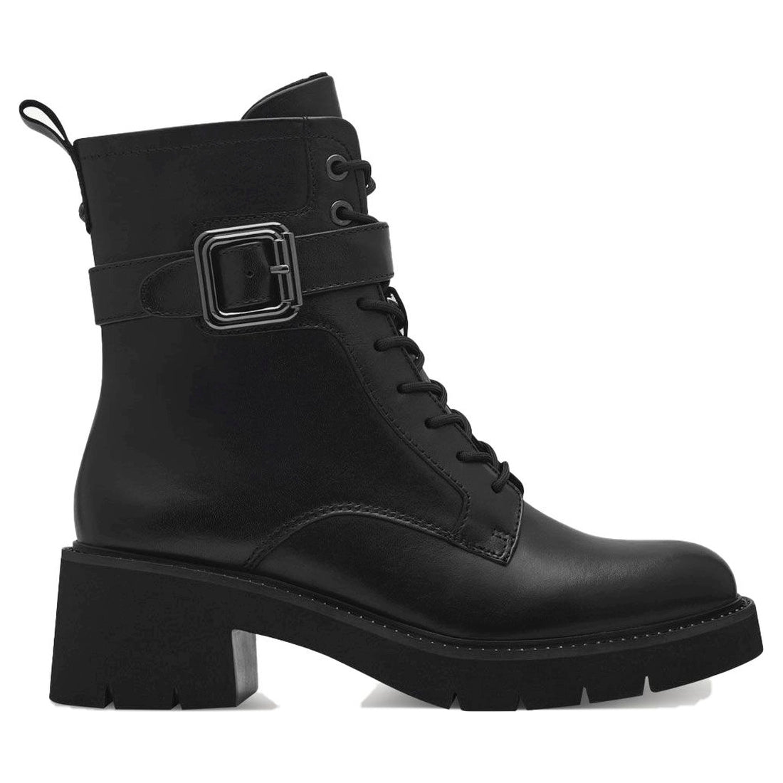 lace boot black leather