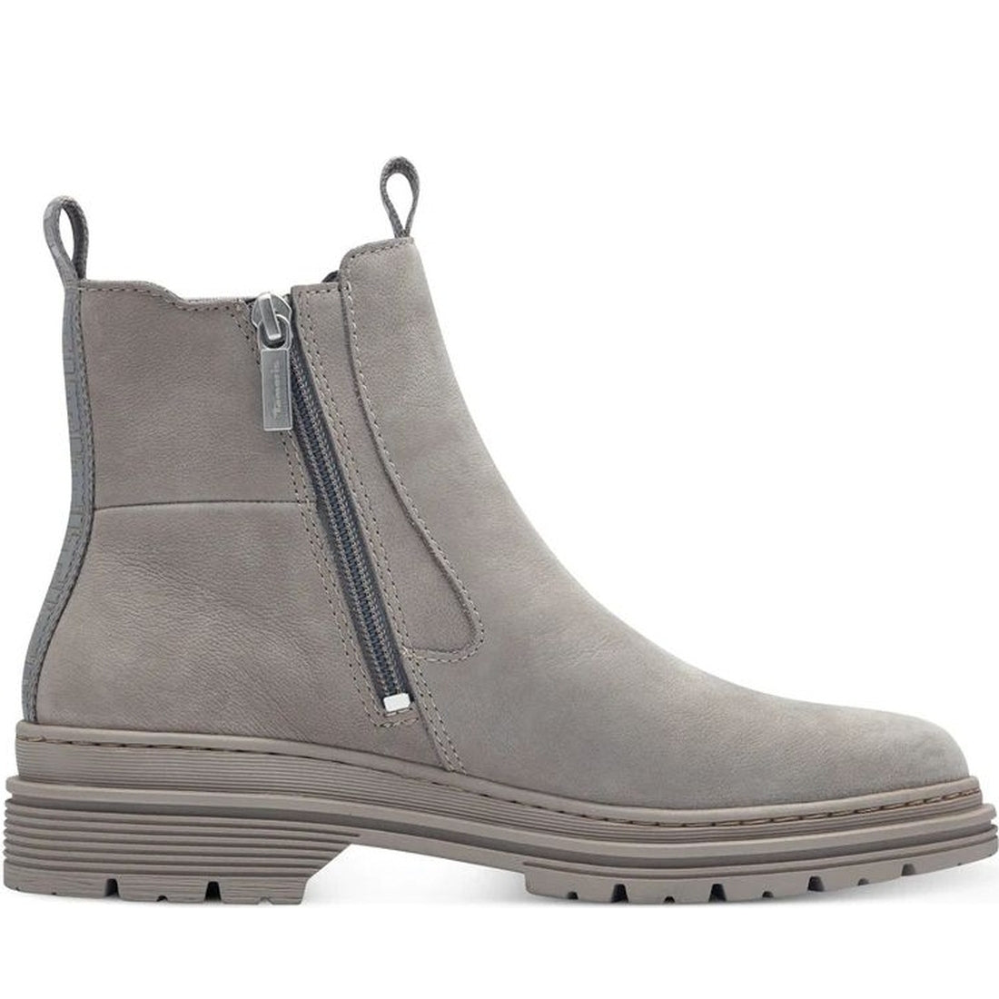 light grey casual closed chelsea booties