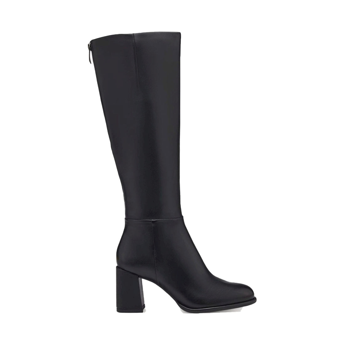 black casual closed long heeled boot