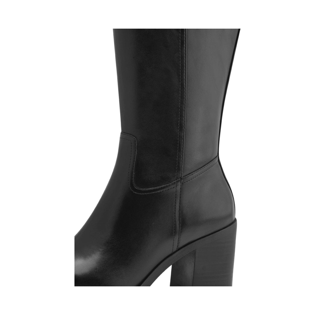 black casual closed long heeled boot