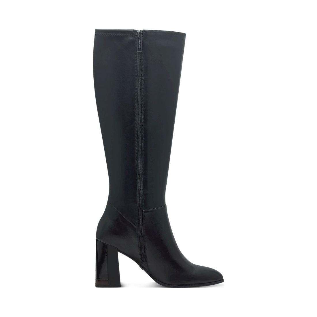 black comb casual closed long heeled boot