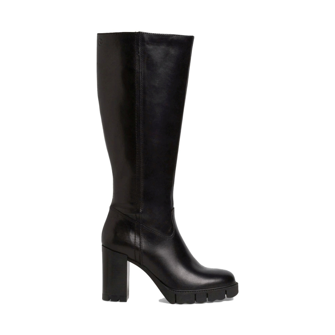 black classic closed long heeled boot