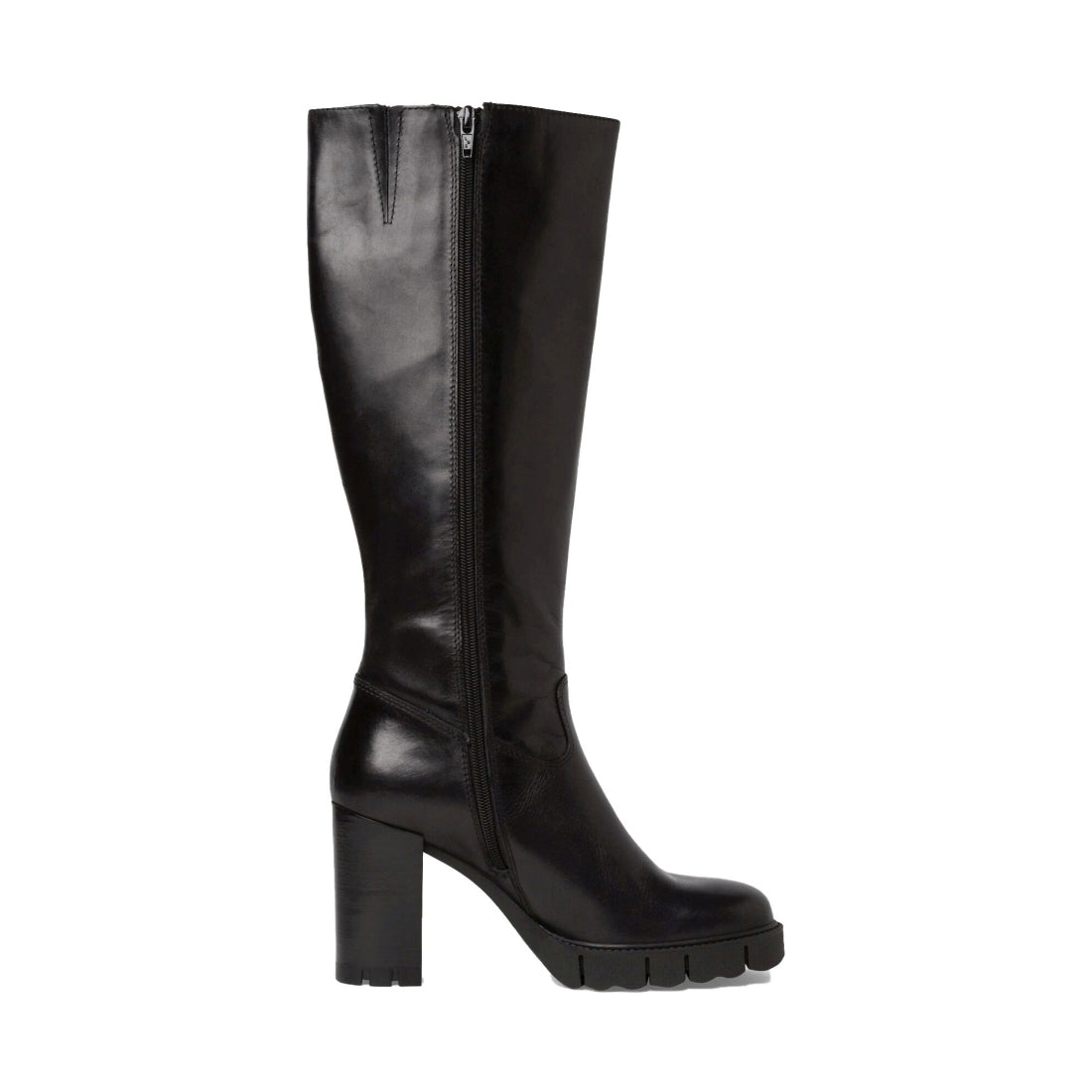 black classic closed long heeled boot