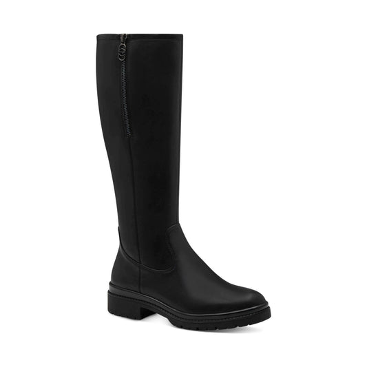 black casual closed long heeled boot