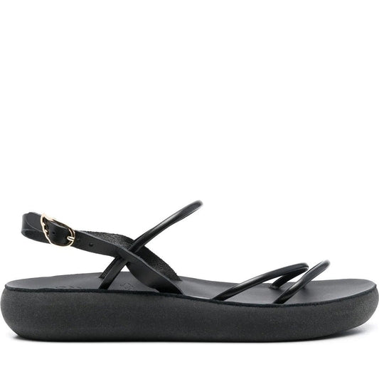 Ancient Greek Sandals womens black polis synthetic leather sandals | Vilbury London