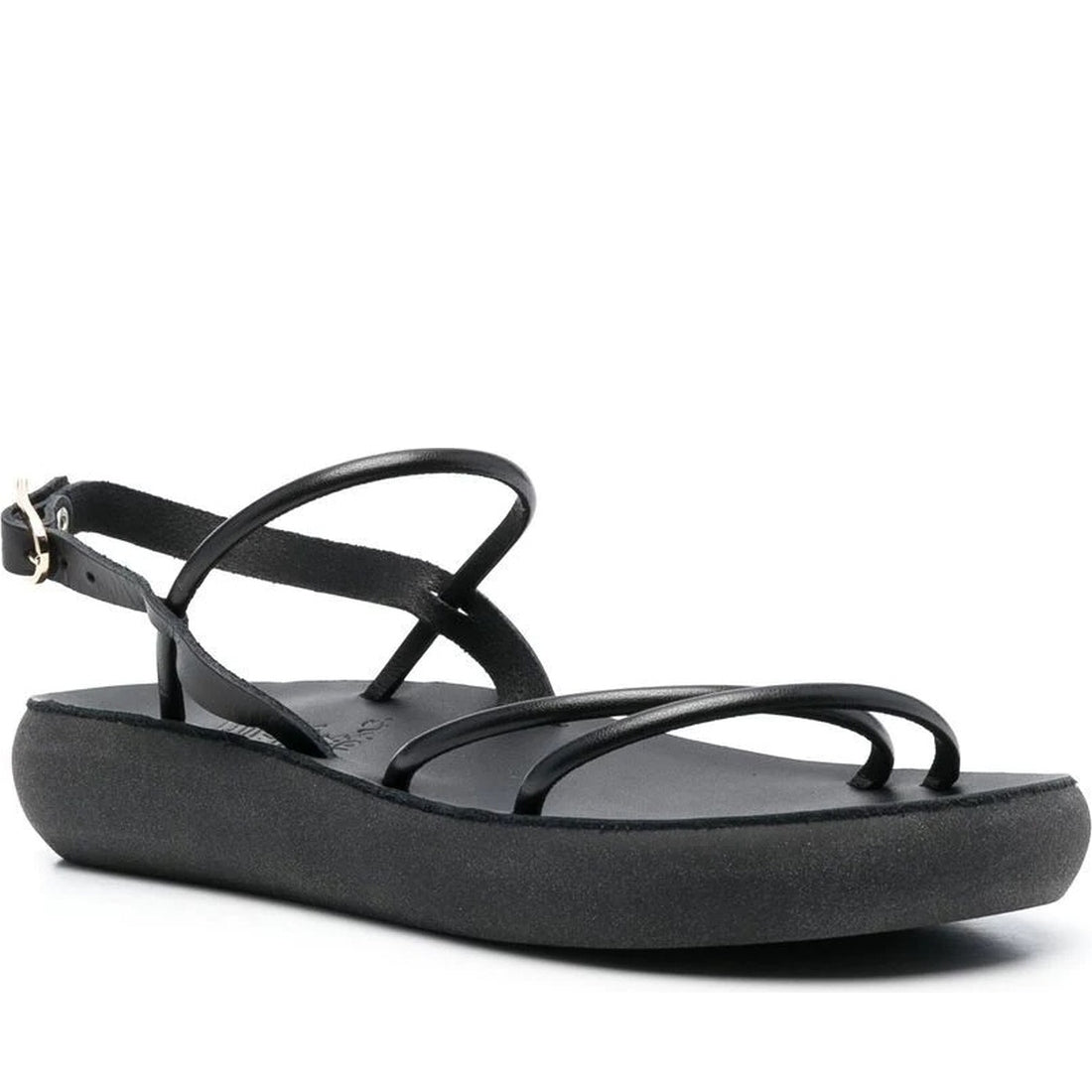 Ancient Greek Sandals womens black polis synthetic leather sandals | Vilbury London