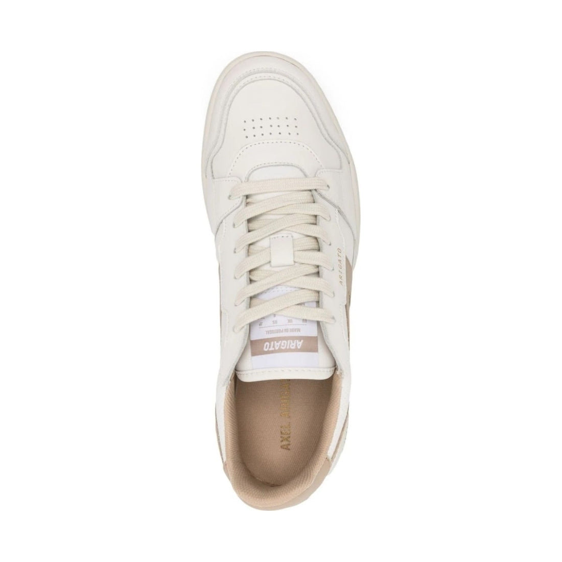 AXEL ARIGATO mens white, beige dice stripe sneaker | Vilbury London