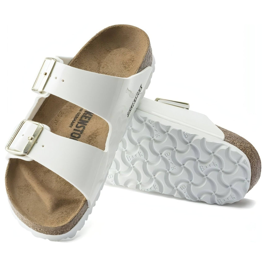Birkenstock womens white arizona bf slippers | Vilbury London