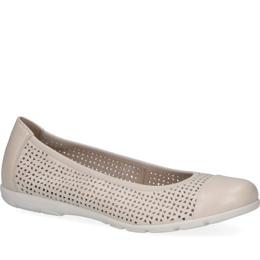 Caprice womens cream perlato casual closed ballerinas | Vilbury London