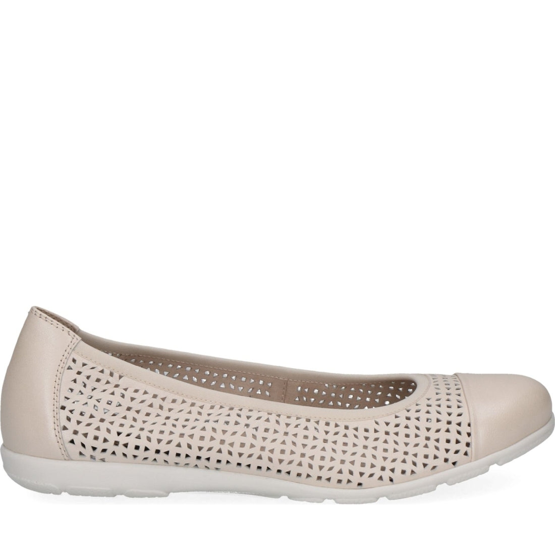 Caprice womens cream perlato casual closed ballerinas | Vilbury London