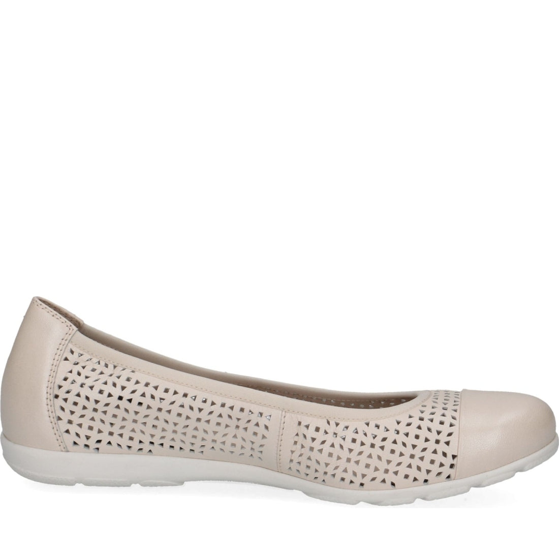 Caprice womens cream perlato casual closed ballerinas | Vilbury London