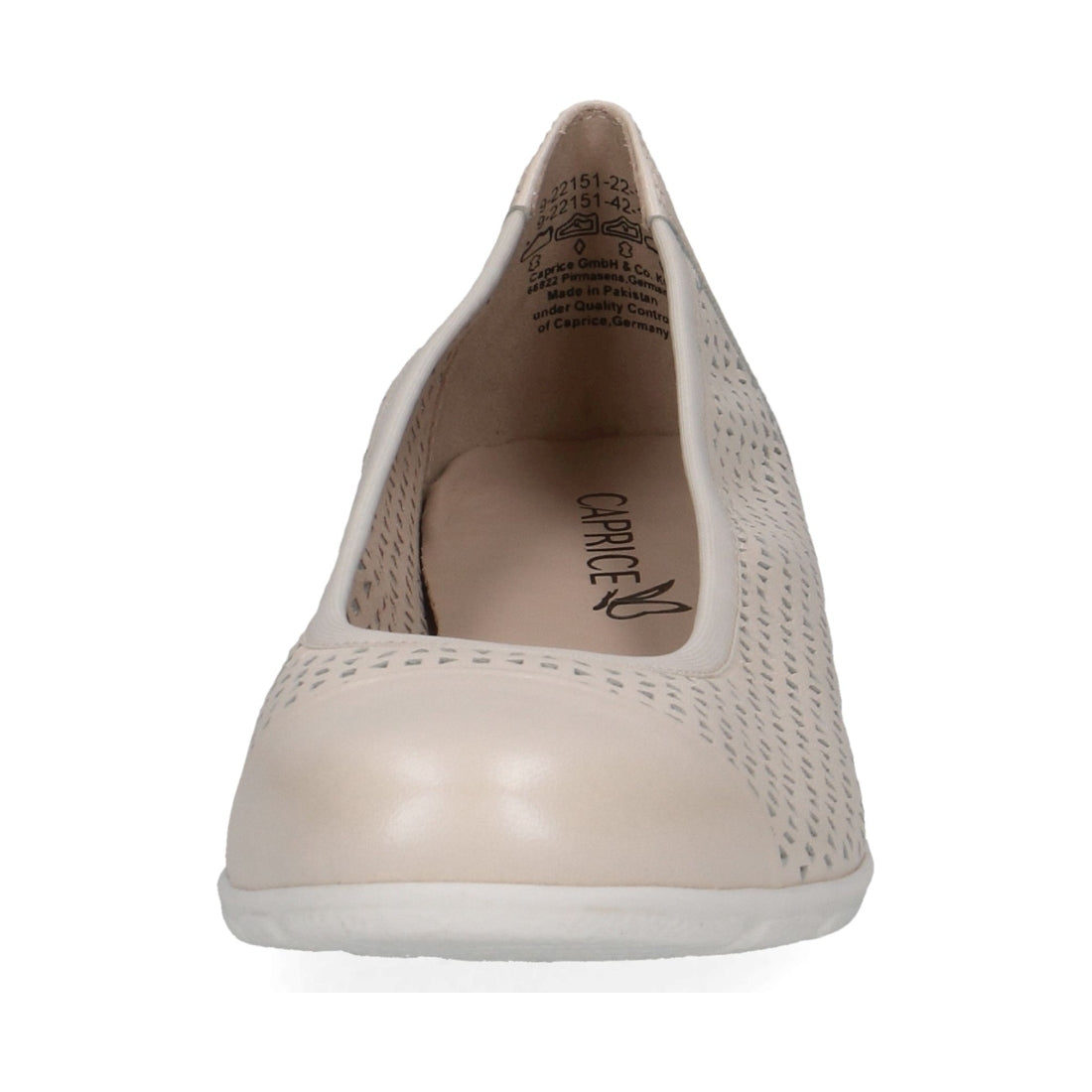 Caprice womens cream perlato casual closed ballerinas | Vilbury London