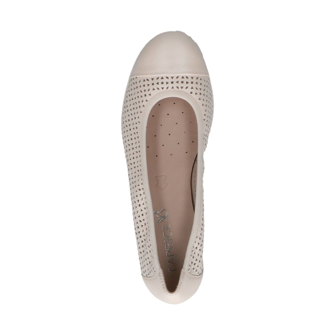 Caprice womens cream perlato casual closed ballerinas | Vilbury London