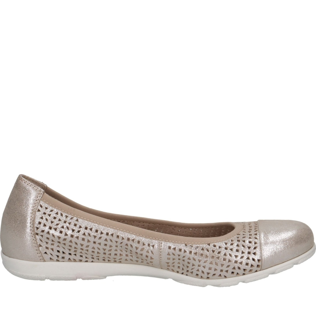 Caprice womens taupe metallic casual closed ballerinas | Vilbury London