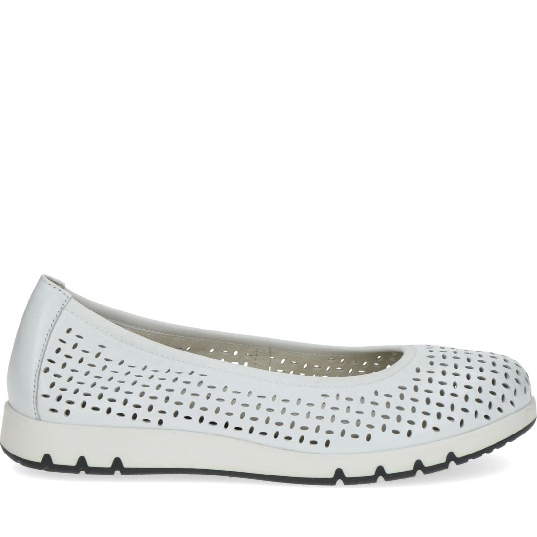 Caprice womens white softnap casual closed ballerinas | Vilbury London