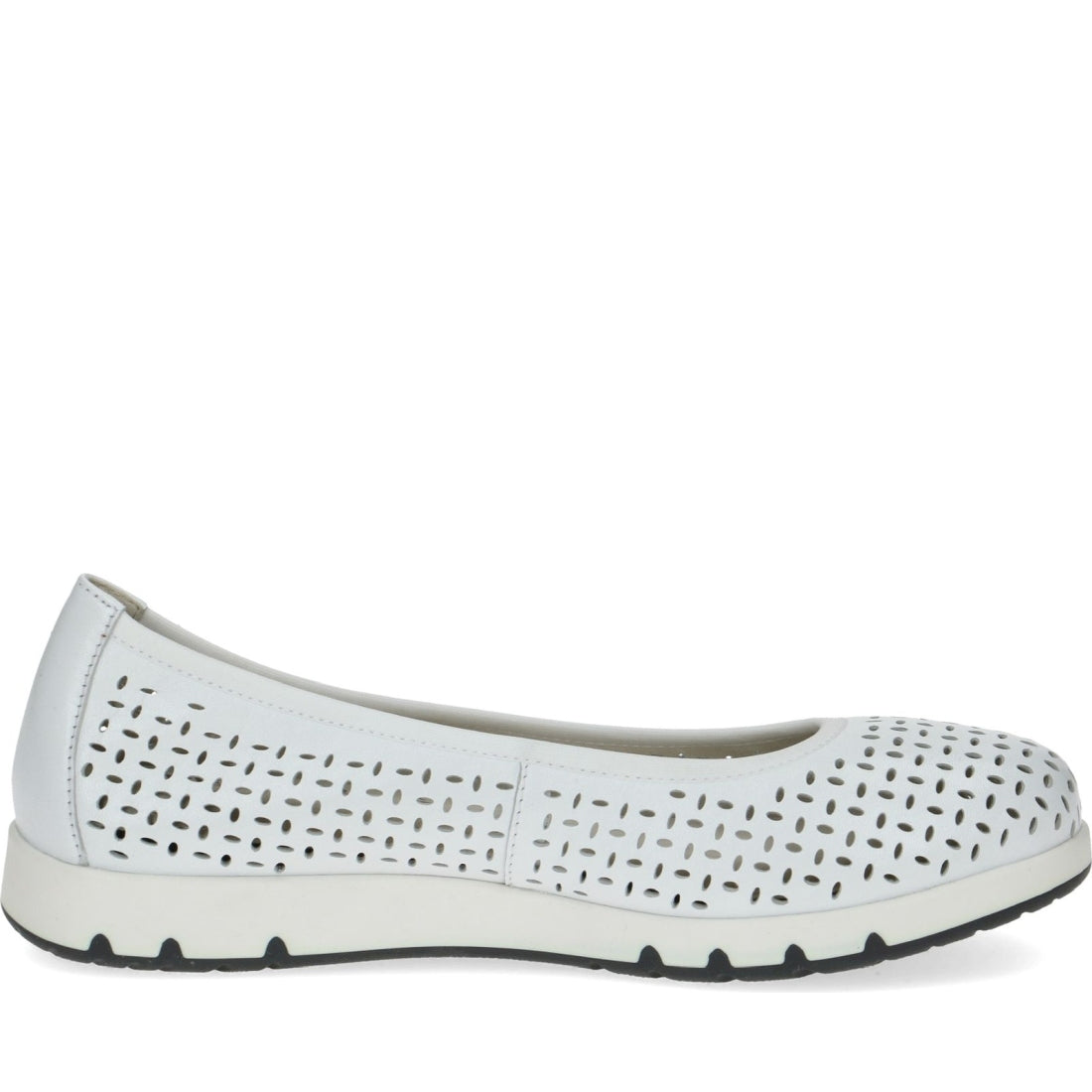 Caprice womens white softnap casual closed ballerinas | Vilbury London