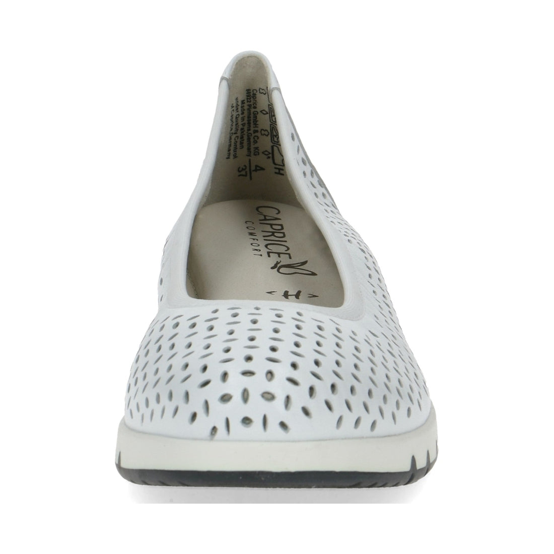 Caprice womens white softnap casual closed ballerinas | Vilbury London